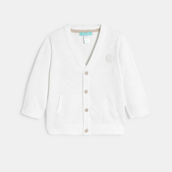 كارديغان تريكو محبوك باللون الأبيض للأولاد الصغار